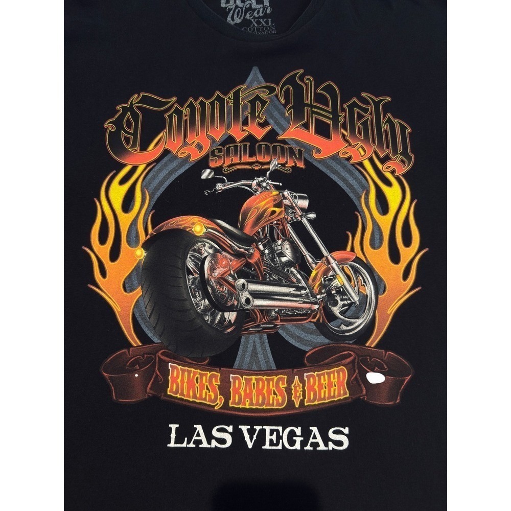 Coyote Ugly Saloon Las Vegas T Shirt XXL Biker Motorcycle Flame Graphic Black